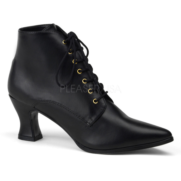 Gothic Lace Up High Heel Ankle Boots - Picture 2 of 5